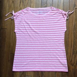 EUC Talbots linen striped top with tie detailing Size M